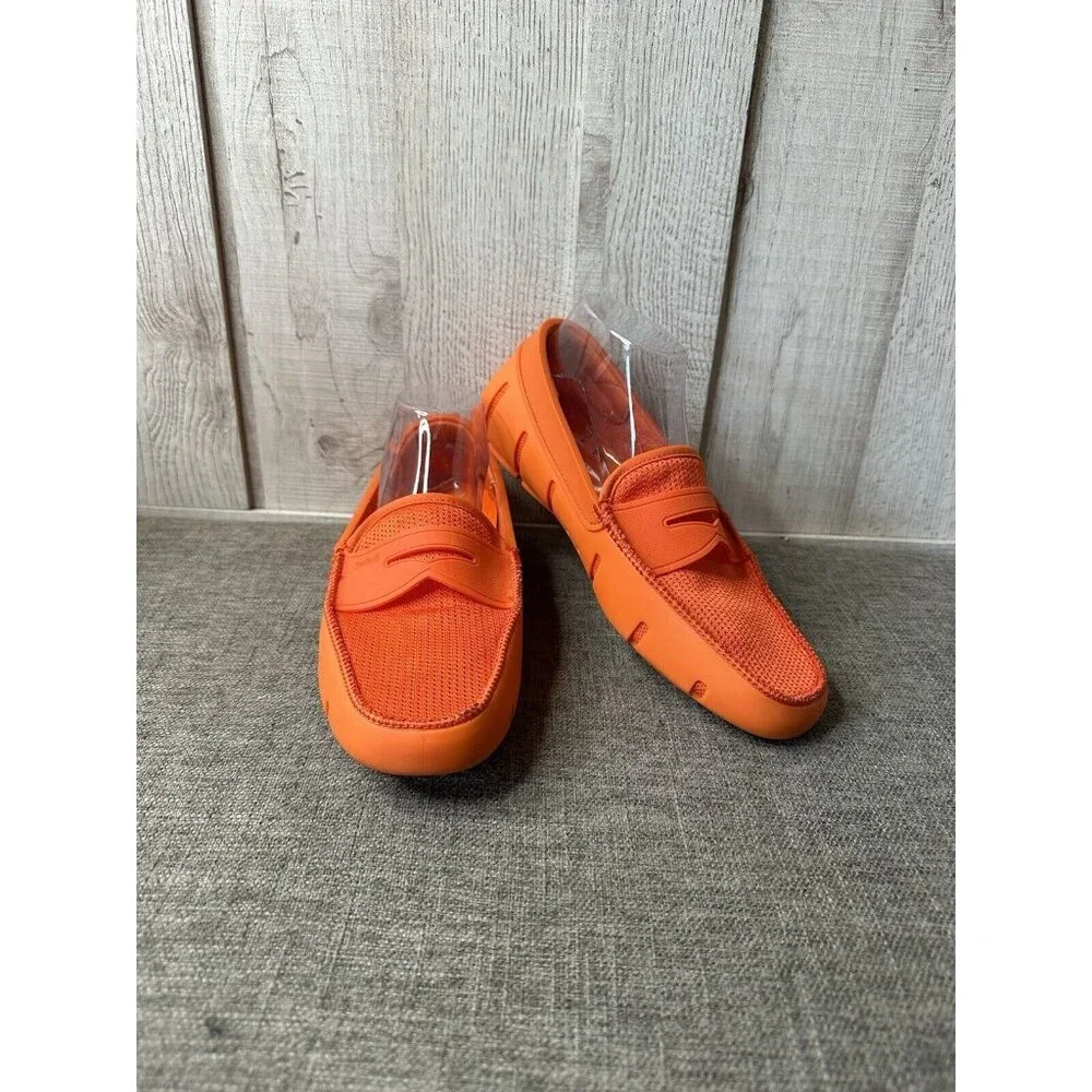 SWIMS Mens Penny Loafers Size 8 Machine Washable Boat Deck Orange Coral Shoes - Picture 1 of 11